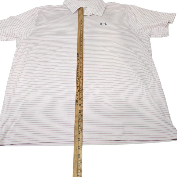 Under Armour Men's Pink Striped Polo Shirt XXL - Picture 3 of 7